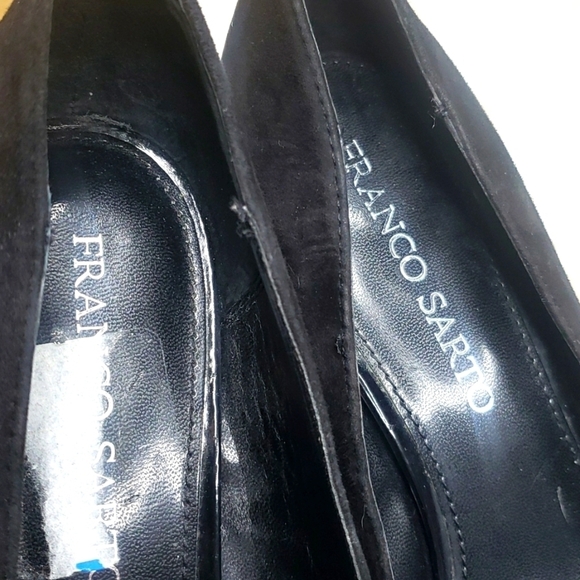 FRANCO SARTO Victor Suede Open Toe High Heel Pumps Black peep toe 8.5M - Picture 3 of 11